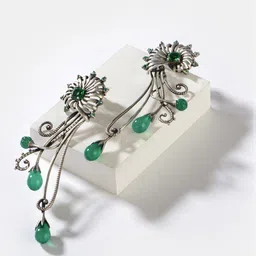 SHAYA 925 Sterling Silver Contemporary Oxidized Drop Earrings image 1