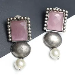 Ozanoo Silver Plated Square Shaped Drop Earrings-picture-16