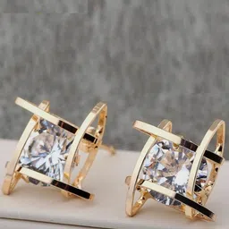 OOMPH Cubic Zirconia Studded Square Studs Earrings-picture-33