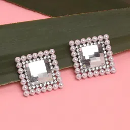 SOHI Silver-Plated Square Studs Earrings-picture-13
