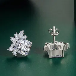 Designs & You Silver-Plated CZ-Studded Stud Earrings image 1