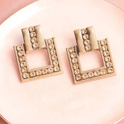 DressBerry Gold-Plated Artificial Stones-Studded Drop Earrings-image-23