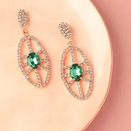 DressBerry Gold-Plated Artificial Stones Studded Drop Earrings-picture-36