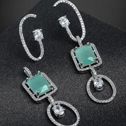 ZENEME Silver-Plated Geometric Drop Earrings-picture-39