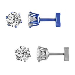MEENAZ Silver-Toned Contemporary Studs Earrings-picture-42