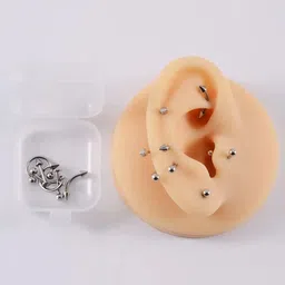 MEENAZ Pack Of 12 Silver-Plated Contemporary Studs Earrings-image-8