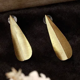ATIBELLE Gold-Plated Leaf Shaped Drop Earrings image 1