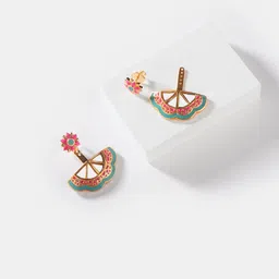 SHAYA Gold-Toned Contemporary Studs Genda Phool Earrings image 1