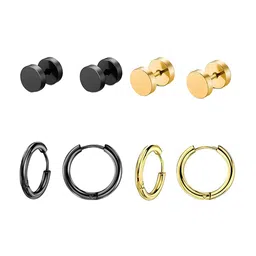 KARISHMA KREATIONS Unisex Set Of 4 Contemporary Hoop Earrings-picture-25