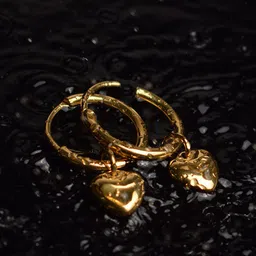 PALMONAS 18KT Gold Plated Stainless Steel Heart Shaped Hoop Earrings-picture-44