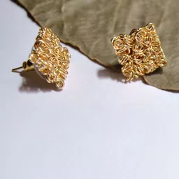 BeAbhika Gold-Plated Square Shaped Stud Earrings-picture-37