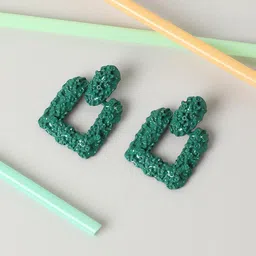 SOHI Women Green Square Drop Earrings-image-87