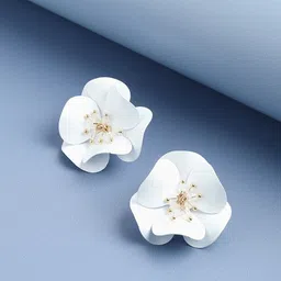 SOHI White Gold Plated Contemporary Studs Earrings-picture-37