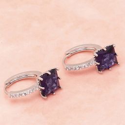 SOHI Women Purple Contemporary Hoop Earrings-picture-47