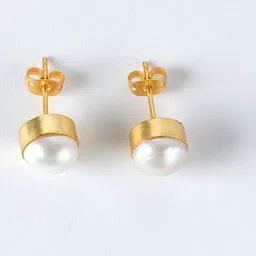 TOTAPARI Gold Toned Contemporary Studs Earrings image 1