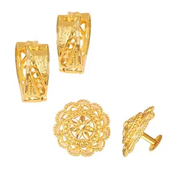 Vighnaharta Set Of 2 Gold-Plated Contemporary Studs Earrings-picture-35
