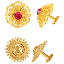 Vighnaharta Set of 2 Gold-Plated Cubic Zirconia Studded Stud Earrings-picture-14