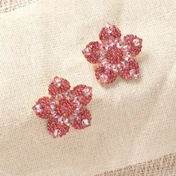 DressBerry Pink Gold-Plated Stone Studded Contemporary Studs Earrings-picture-27