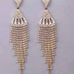 ODETTE Gold-Plated Crystal-Studded Contemporary Drop Earrings-picture-22