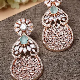 KARATCART Rose-Gold Plated Cubic Zirconia Classic Drop Earrings-picture-58