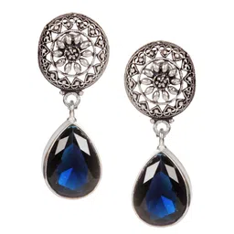 Bamboo Tree Jewels Silver-Toned Diamond Shaped Drop Earrings-picture-31