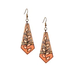 AAKRITI ART CREATIONS Brown & White Geometric Drop Earrings image 2