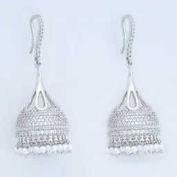 Kushal's Fashion Jewellery Rhodium Plated Classic Jhumkas Earrings image 2