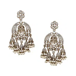 Anvik Silver-Plated Stone Studded Classic Jhumkas image 2