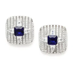 KARATCART Silver-Plated Blue AD Studded Studs image 2