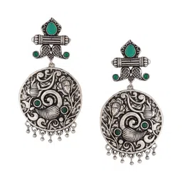 kashwini Silver-Toned  Silver-Plated Contemporary Drop Earrings image 2