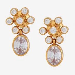 Kushal's Fashion Jewellery 92.5 Pure Silver Gold-Plated Oval Studs Earrings image 2