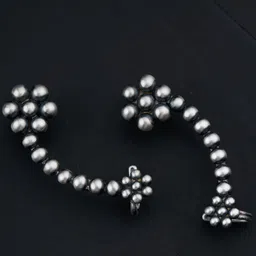 House of Aadyaa 925 Sterling Silver Classic Oxidised Ear Cuff Earrings image 4
