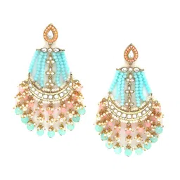 KARATCART Silver Plated Kundan Studded Drop Earrings image 2