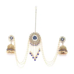 KARATCART Gold-Plated Dome Shaped Jhumkas Earrings With Juda Pin image 2