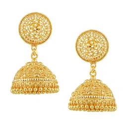 MEENAZ Gold-Plated Dome Shaped Jhumkas Earrings image 2