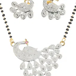 AanyaCentric Gold-Plated American Diamond Mangalsutra With Earrings image 2