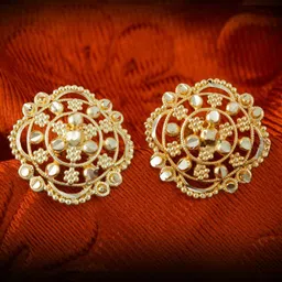 MEENAZ Gold-Plated Floral Studs Earrings image 2