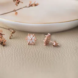 MANNASH Rose Gold-Plated Oval Studs Earrings image 2