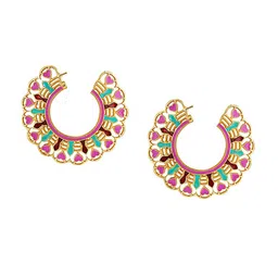 TEEJH Gold-Plated Contemporary Half Hoop Earrings image 2