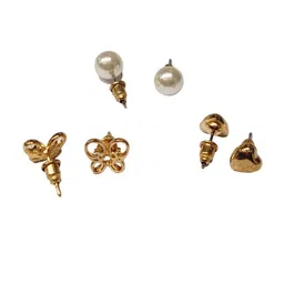 FEMMIBELLA Set Of 6 Gold-Plated Hoop & Stud Earrings image 2