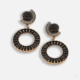 SOHI Gold-Plated Circular Drop Earrings image 3