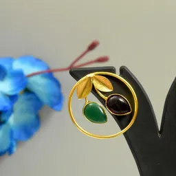 TISHUL JEWELS Gold-Plated Artificial Beaded Contemporary Studs image 2