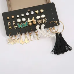 KARISHMA KREATIONS Set Of 17 Gold-Plated Contemporary Drop Earrings image 3