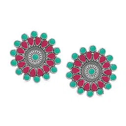 Sukkhi Silver-Plated Oxidised Contemporary Stud Earrings image 2