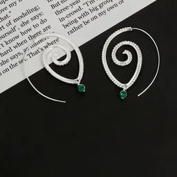 Jewels Galaxy Silver Plated Contemporary Hoop Earrings image 2