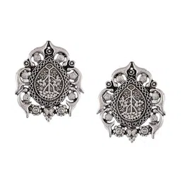 Silvermerc Designs Silver-Plated Temple Oxidised Drop Earrings image 2