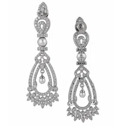Voylla Rhodium Plated Cubic Zirconia Drop Earrings image 2