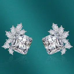 Designs & You Silver-Plated CZ-Studded Stud Earrings image 2
