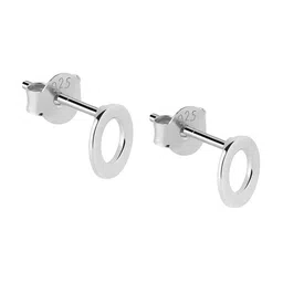 LeCalla 925 Sterling Silver Plated Plain Polo Minimalist Circle Stud Earrings image 2