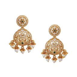 Kushal's Fashion Jewellery Gold-Plated 92.5 Pure Silver Temple Classic Drop Earrings image 2